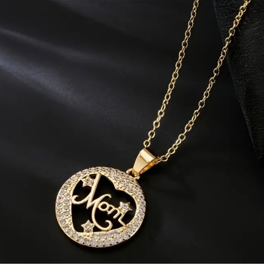 1 Piece Gold Alloy Mom Design Pendant Necklace